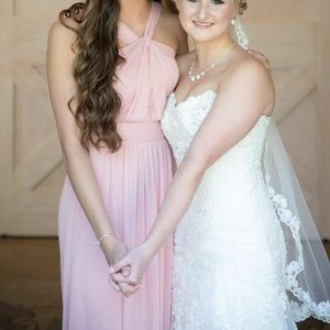 Pink cross bridesmaid dress